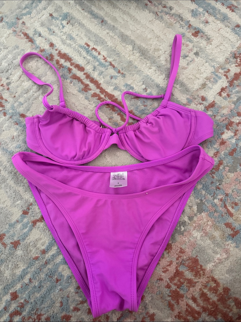 Wild Fable Bright Purple Two-Piece One-Piece Style Swimsuit